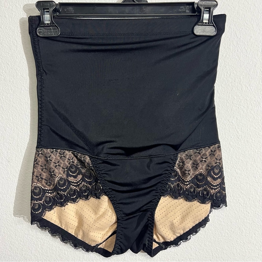 High Waist Shapewear Panty Tummy Control Slimming Body Shaper with Lace Trim M